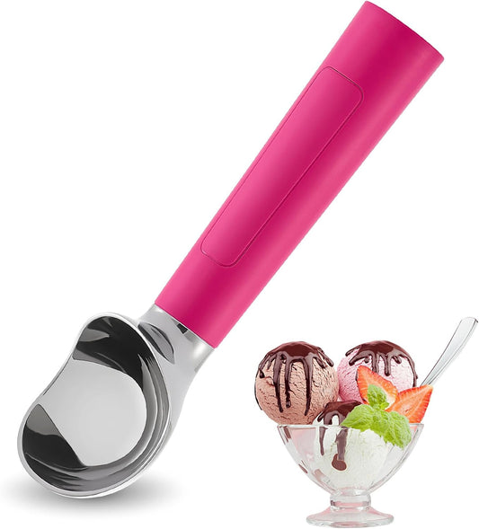 Heated Ice Cream Scoop Rechargeable, Electric Warming Ice Cream Scooper with LED Display, Heats to 158°F for Hard Ice Cream, Easy for Seniors & Kids, IP67 Waterproof (Hot Pink, 2oz)