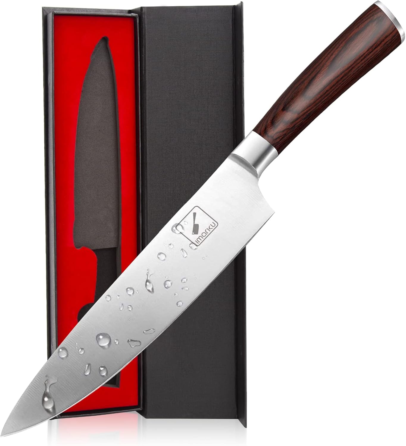 imarku Chef Knife - Pro Kitchen Knife 8 Inch Chef's Knives High Carbon Japanese SUS440A Stainless Steel Sharp Paring Knife with Ergonomic Handle, Red Handle, Gifts for Men and Women