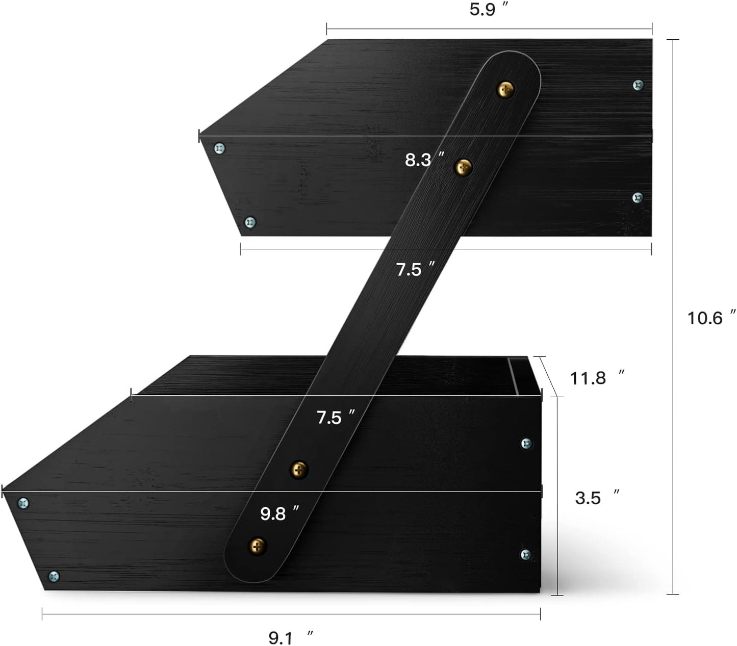 G.a HOMEFAVOR Fruit Basket for Kitchen, 2-Tier Fruit Bowl for Kitchen Counter, Vegetable Storage Stand for Fruit Shop, 15 mm Thickness (BLACK)