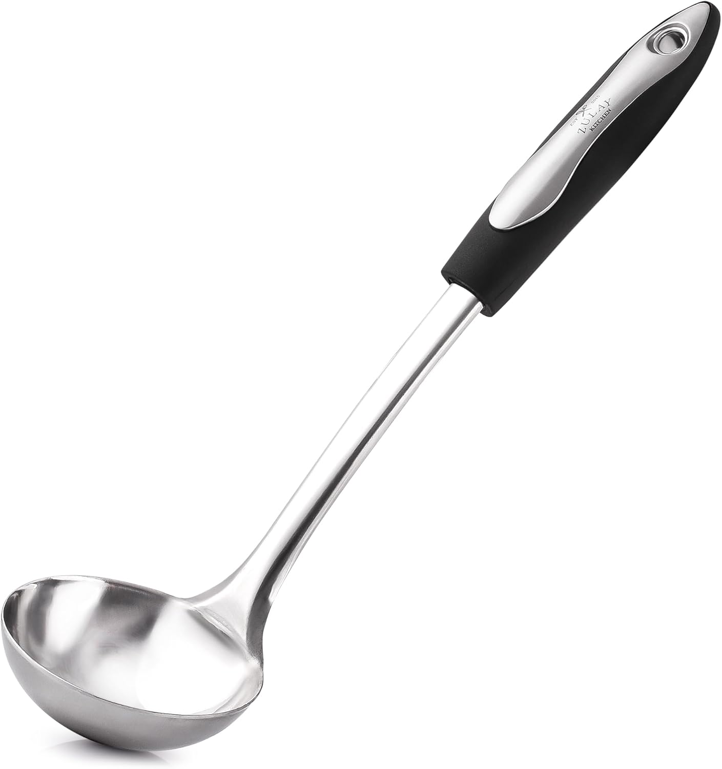 Zulay Kitchen Premium Soup Ladle – 12" Stainless Steel with Non-Slip Silicone Handle