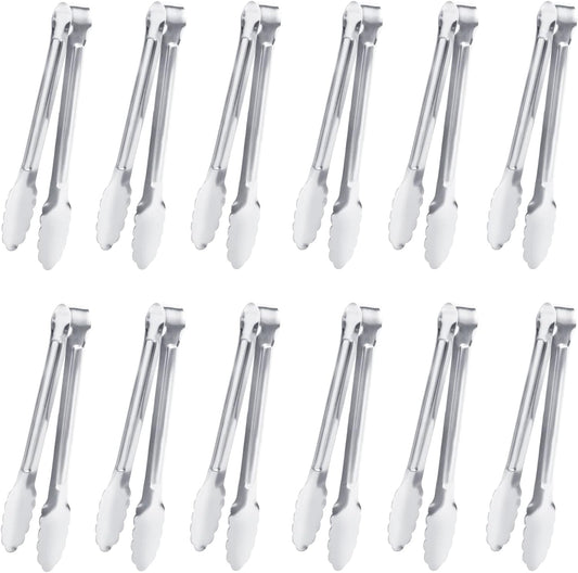 Serving Tongs,Buffet Tongs, Dmoera Stainless Steel Food Tong Serving Tong Small Serving Tongs Stainless Steel Mini Appetizer Tongs, Set of 12