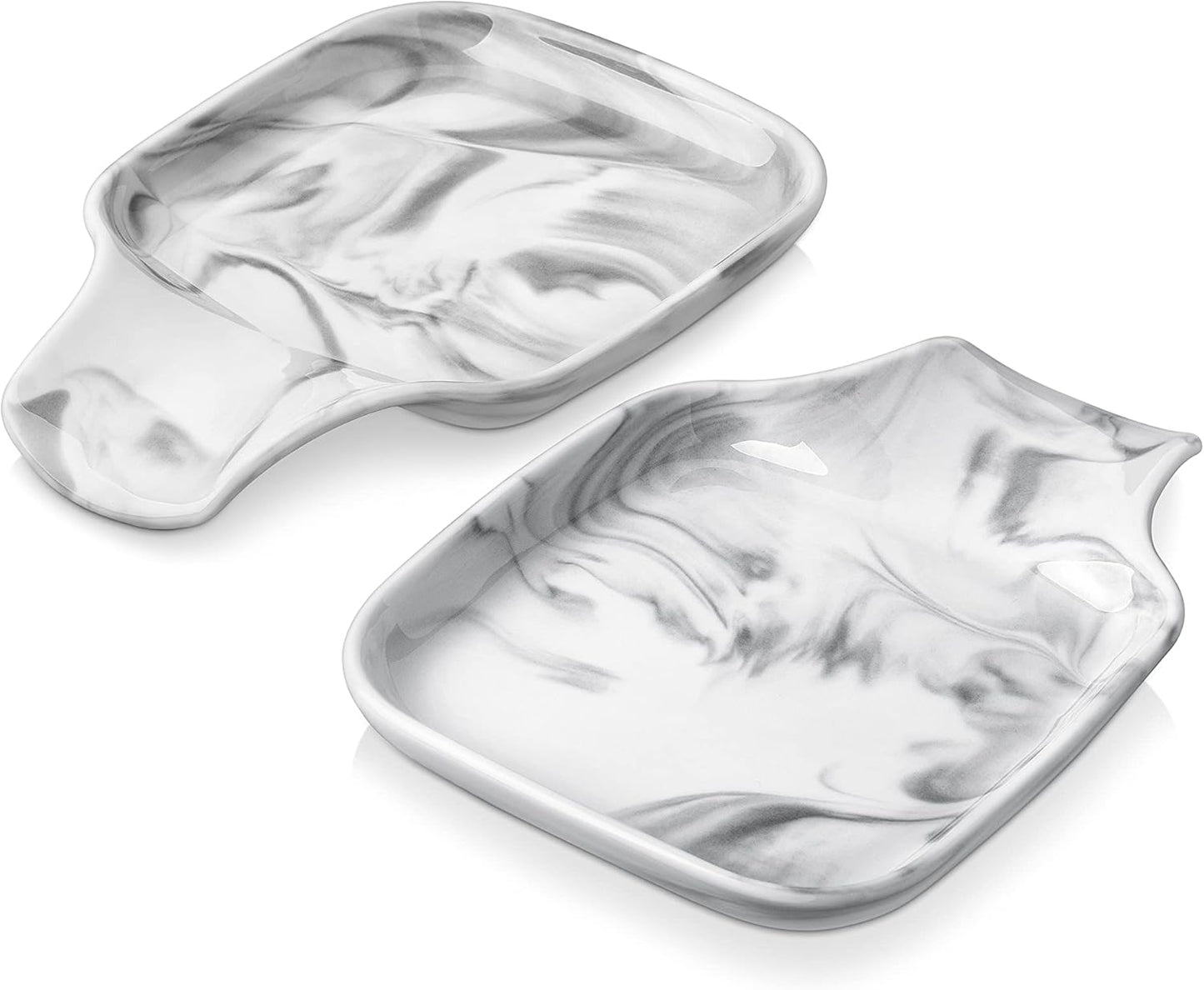 MALACASA Spoon Rest, Large Spoon Rests for Stove Top, Porcelain Spoon Holder for Kitchen Counter, Utensils Rests, Cooking Spoon Holders for Spatula Ladle Tongs, Marble Grey, Series REGULAR