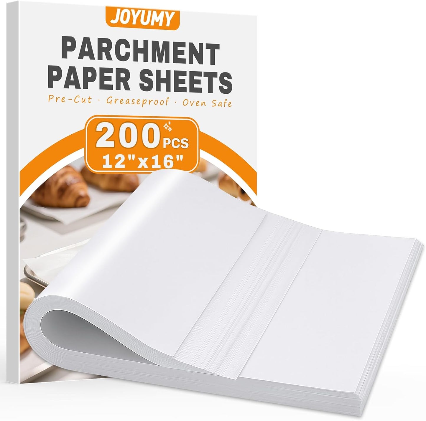 200 Pcs Parchment Paper Sheets for Baking – 12x16inch Baking Paper, White, Pre-Cut, Non-Stick, Heat-Resistant for Baking Grilling Air Fryer Steaming Bread Cup Cake Cookie and More