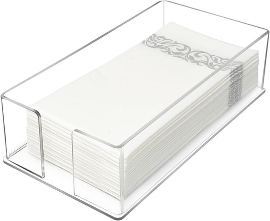 Guest Towel Napkin Holder, Acrylic Guest Towel Holder, Hand Towels Holder for Bathroom, Guest Towels Storage Tray for Kitchen, Parties, Weddings, Events (0.1in Thickness)