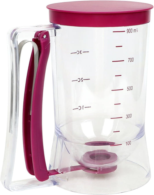 Pancake Batter Dispenser for Pancakes, Cupcake, Waffle, Muffin Mix, Cake & Crepe - Easy Pour Baking Supplies for Griddle - Pancake Maker with Measuring Label