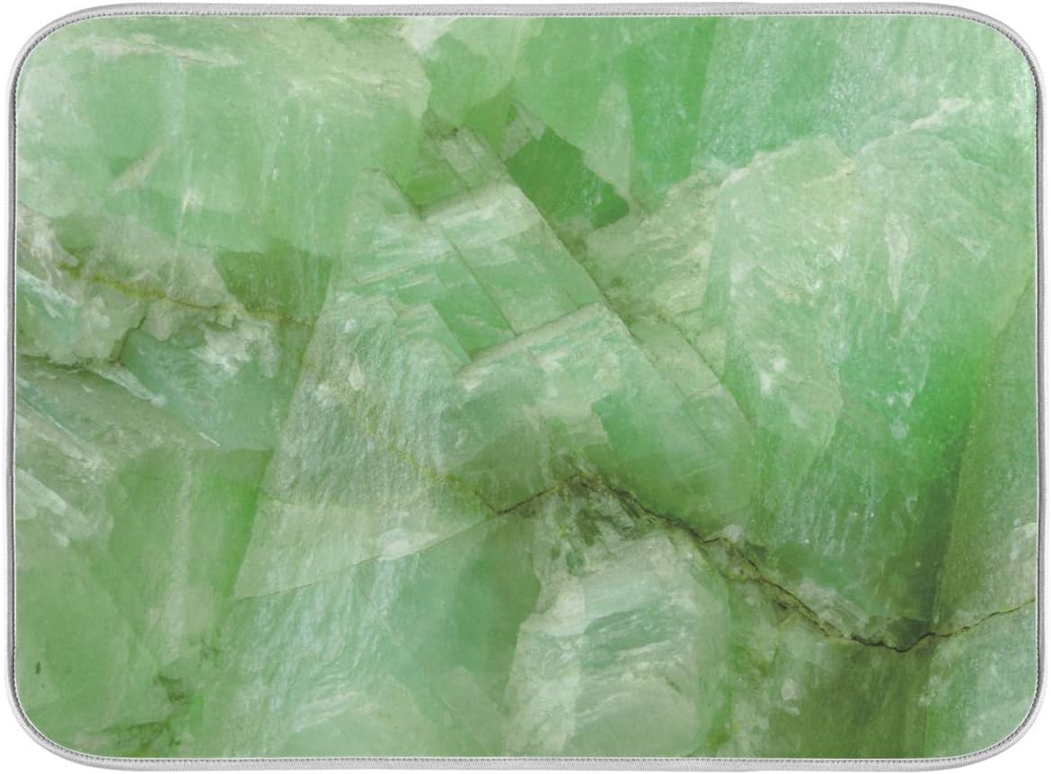 Super Absorbent Dish Drying Mat, Microfiber Fast-Drying Dish Mat, 24" x 18", Kitchen Dish Drying Pad (Green Jade Stone Marble)…