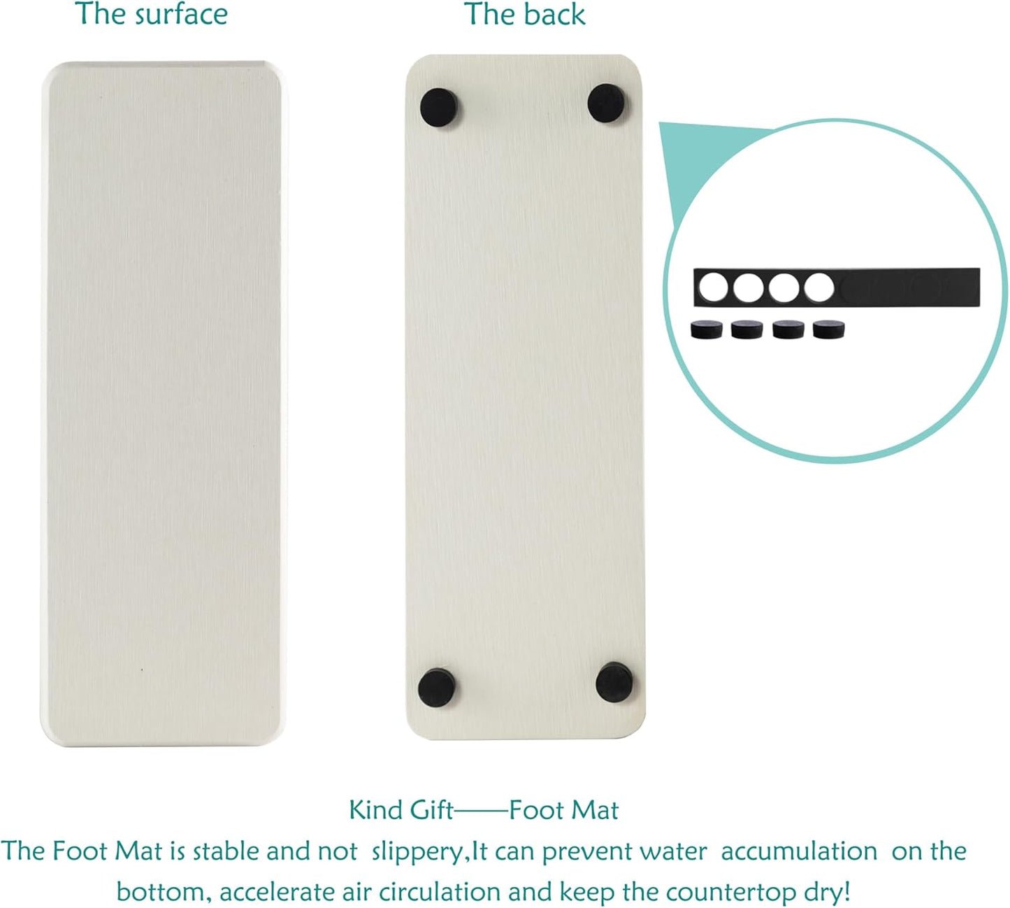 2 Pcs Water Absorbing Stone Trays, Kitchen/Bathroom Sink Soap Dish, Diatomite Tray Used for Hand Soap & Cosmetic Bottles in The Modern Home, 3.15" W x 8.7" L, White