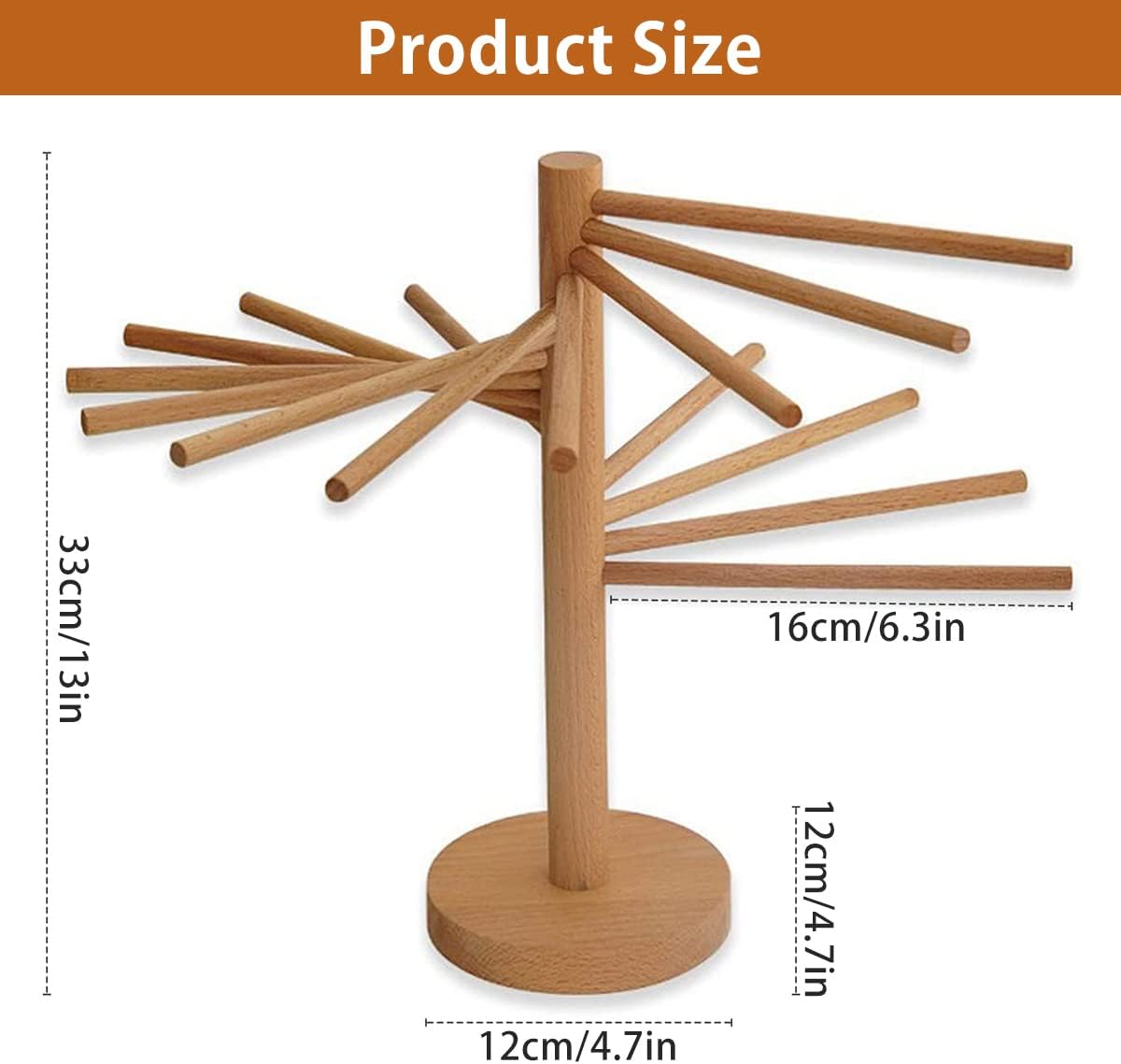 Pasta Drying Rack, 16-Arm Spaghetti Dryer Stand for Homemade Noodles, Quick Setup Kitchen Pasta Hanger for Fresh Pasta Drying and Storage