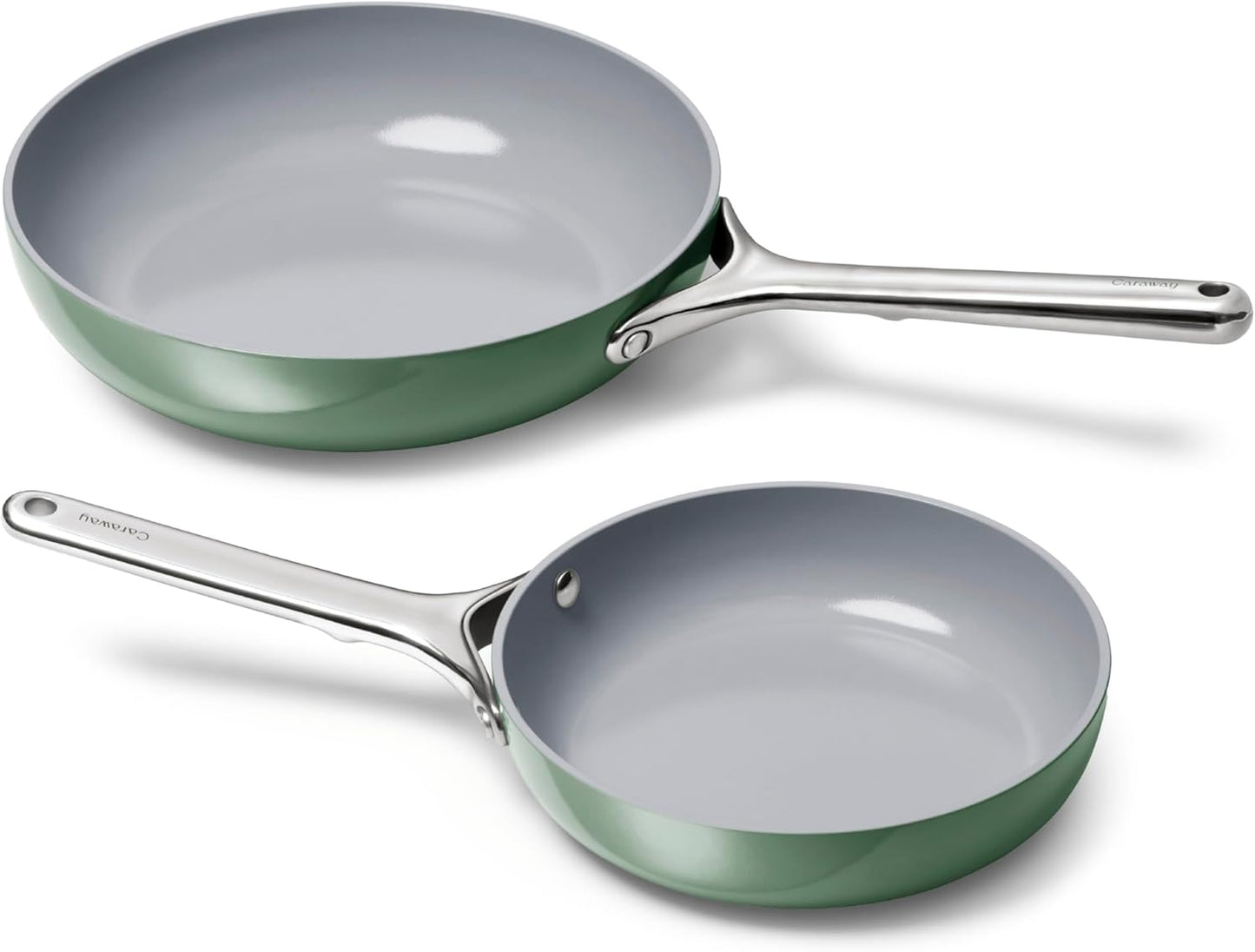 Caraway Fry Pan Duo - Nonstick Ceramic Frying Pan (8" & 10.5”) - Non Toxic, PTFE & PFOA Free - Oven Safe & Compatible with All Stovetops (Gas, Electric & Induction) - Sage