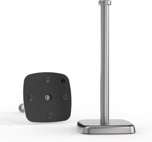 Paper Towel Holder Countertop, Paper Towel Dispenser Standing Weighted Base Non-Slip, Fit Most Size Tissue Roll, Stainless Steel Paper Towel for Home Kitchen Countertop Tabletop, Sliver
