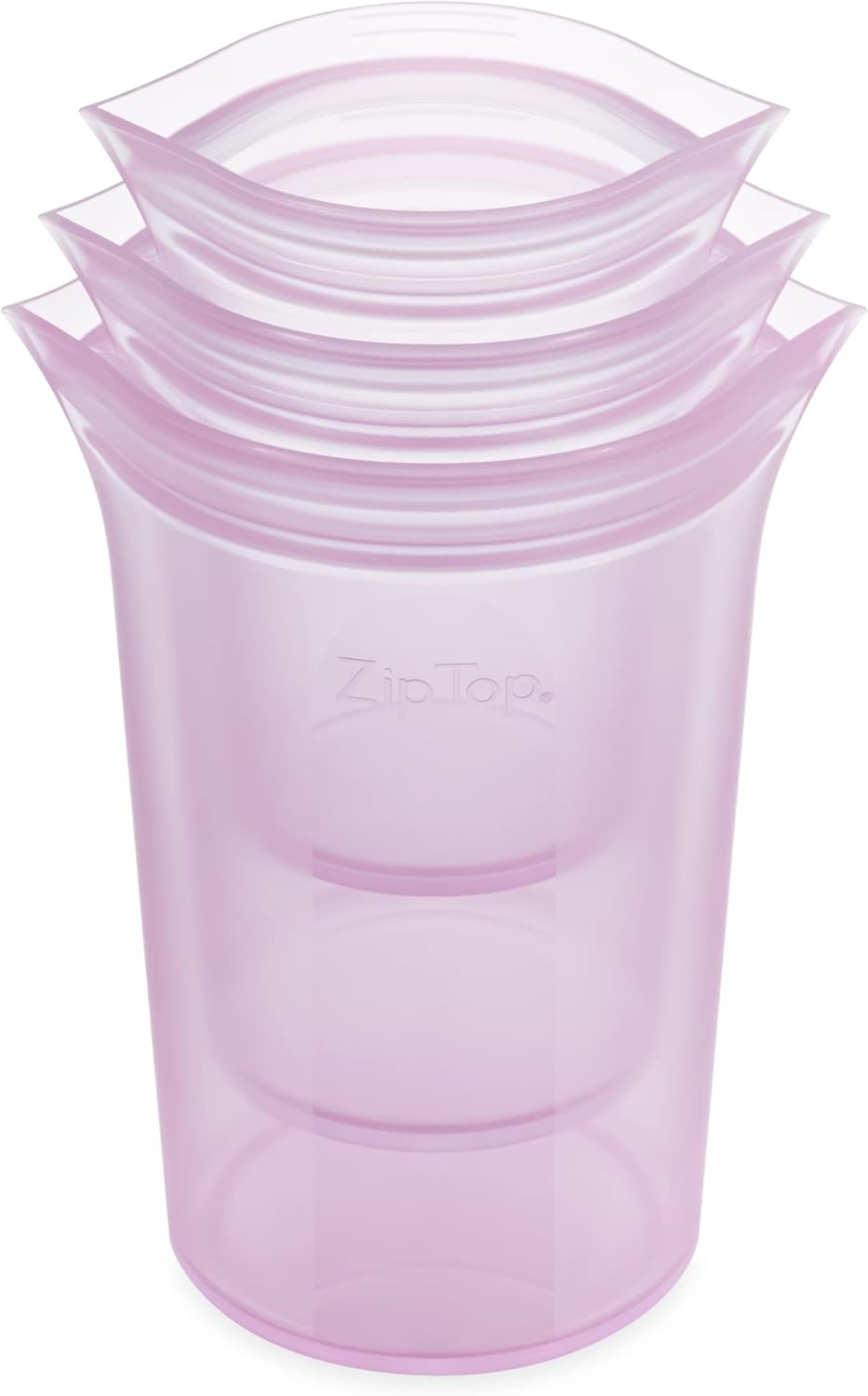 Zip Top Reusable Food Storage Bags | 3 Cup Set [Lavender] | Silicone Meal Prep Container | Microwave, Dishwasher and Freezer Safe | Made in the USA
