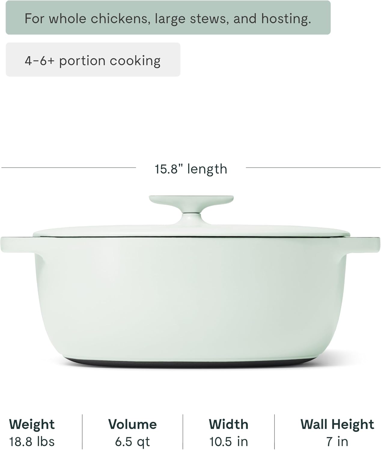 Caraway Enameled Cast Iron Dutch Oven - 8qt Dutch Oven With Lid - 3 Layer Enamel Coating - No Seasoning Required - Compatible With All Stovetops - Oven Safe - No Forever Chemicals - Light Mist