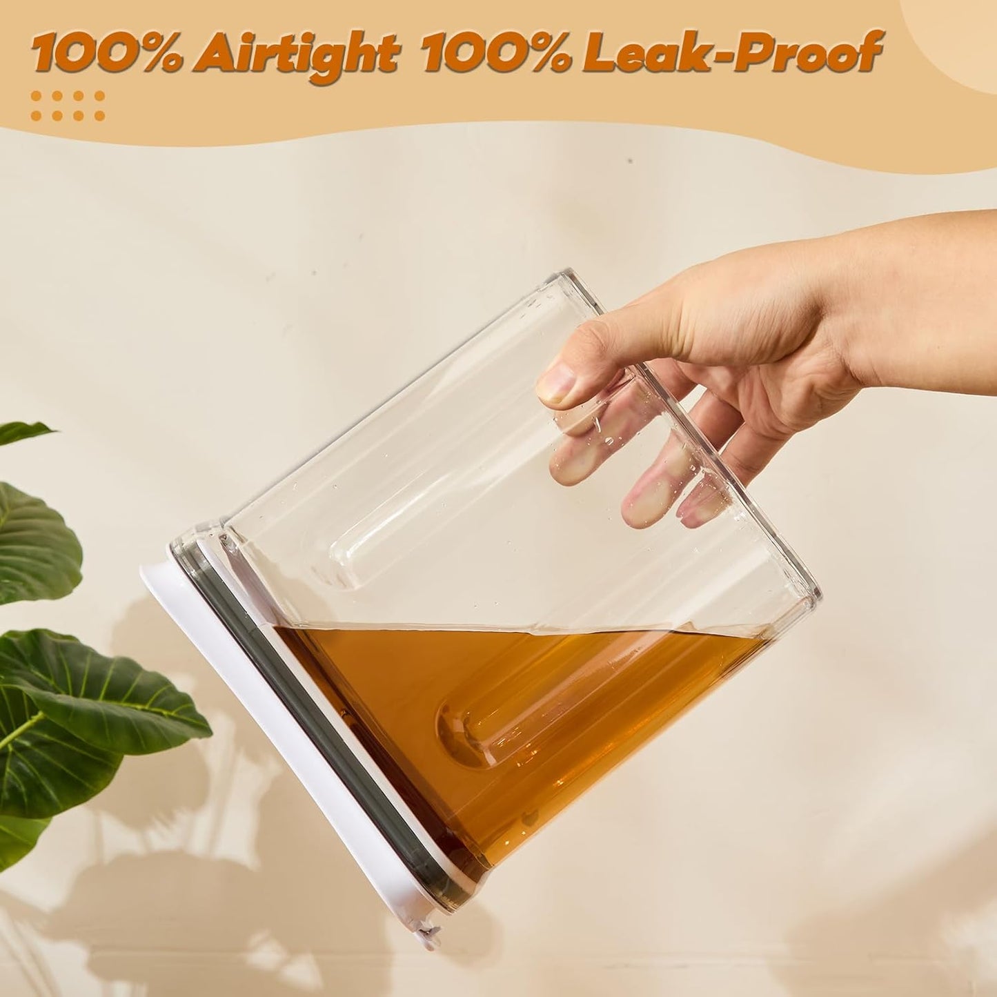 FreshKeeper Cereal Containers Storage Set, Airtight Food Storage Container with Lid 4L/135.2oz, 2PCS BPA-FREE Plastic Pantry Organization Canisters for Rice Cereal Flour Sugar Dry Food in Kitchen