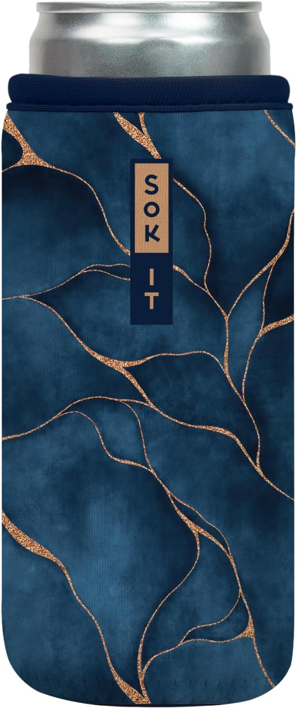 Sok It CanSok Sleeve for Beer & Soda Insulated Neoprene Cover (Midnight Hour, 12oz Slim Can Sleeve)