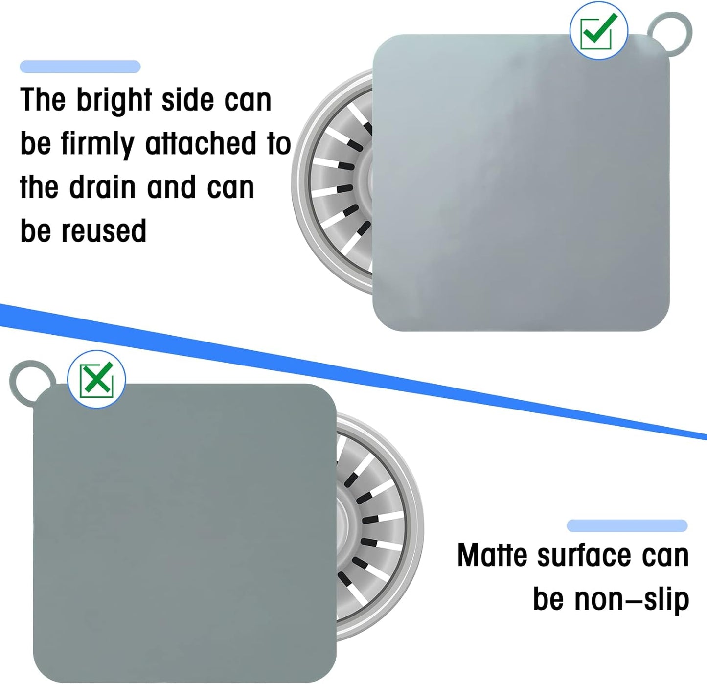 Yinkin 6 Pcs Drain Covers to Keep Bugs Out Silicone Shower Floor Tub Stoppers Bathtub Drain Stoppers Sewer Anti-Odor Mats Deodorizing Plugs for Bathroom(4.72 x 4.72 Inch,Square,Grey and White)