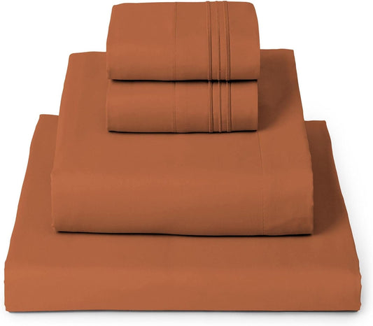 Mellanni Full Sheets Set - 4 PC Iconic Collection Bedding - Hotel Luxury, Extra Soft, Cooling Bed Sheets - Wrinkle, Fade, Stain Resistant (Full, Terracotta)