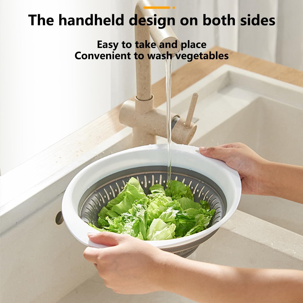 Collapsible Colander and Strainer,Silicone Strainer Colanders & Food Strainers,for Vegetable and Fruit, Kitchen Essentials (2, Blue, 1.3L+2.5L)