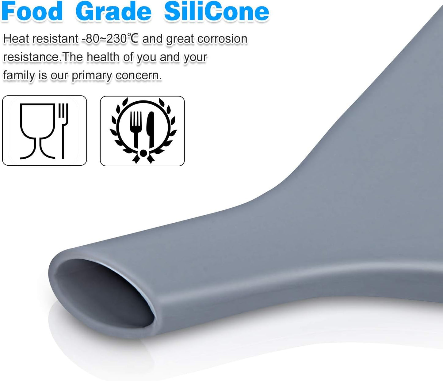 Collapsible Silicone Funnel for Filling Bottles - Fan-Shaped, Foldable, Food Grade, Gray
