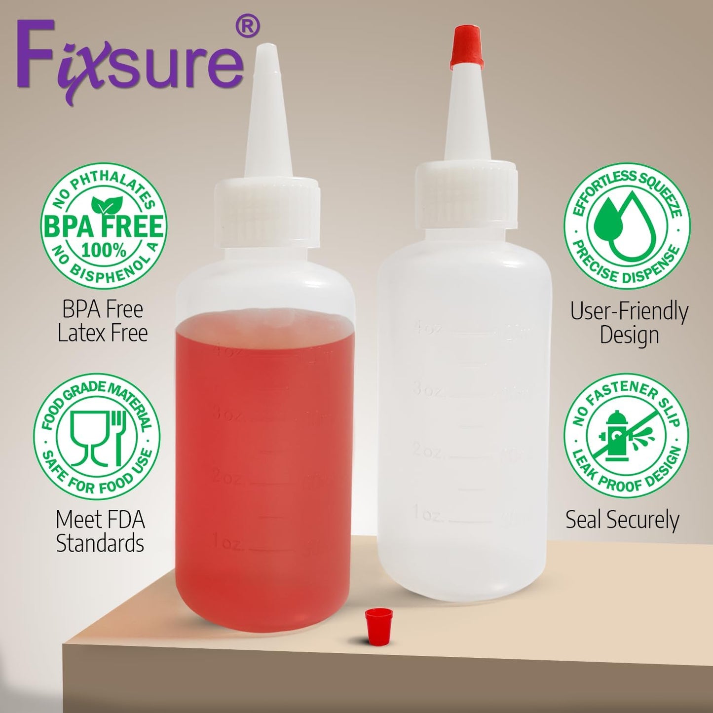 Plastic Squeeze Bottles with Red Tip Cap, 4 Oz Squirt Bottle For Ketchup, BBQ, Sauces, Syrup, Condiments, Oil, Pancake, Cookie Decorating, Dressings, Travel, Camping, Lab, Arts and Crafts (2)