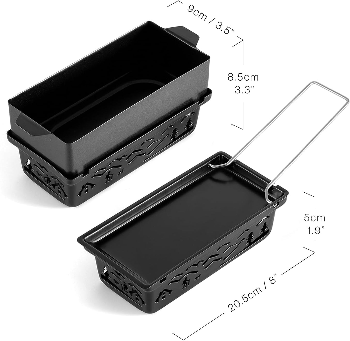 Swissmar Tandem Candle Fondue & Raclette Set - Portable 2-in-1 Tabletop Fondue Pot with Raclette Dish, Forks, Spatula & Tealight Candles