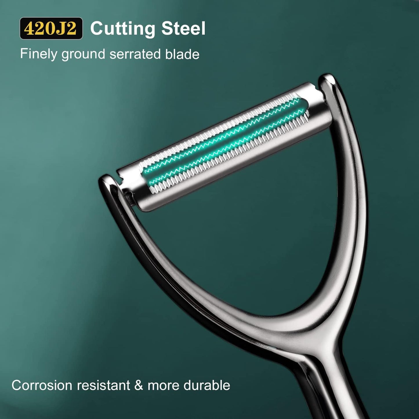 Vegetable Peeler Stainless Steel, Premium Potato Peelers for Kitchen, Veggie Fruit Peeler, Apple Carrot Cucumber Peeler，Ultra Sharp Rotary Blade, Heavy Duty Ergonomic Handle (5-year warranty）