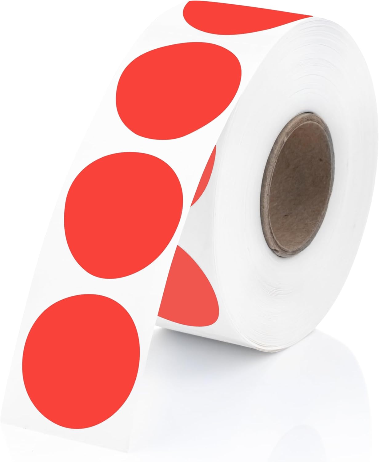 Perco Red 1-Inch Perforated Circle Dot Thermal Sticker Labels — 735 Stickers/Roll, Direct Thermal Printer Compatible—with Permanent Adhesive for Color Coding, Garage Sales, Crafts—Made in USA