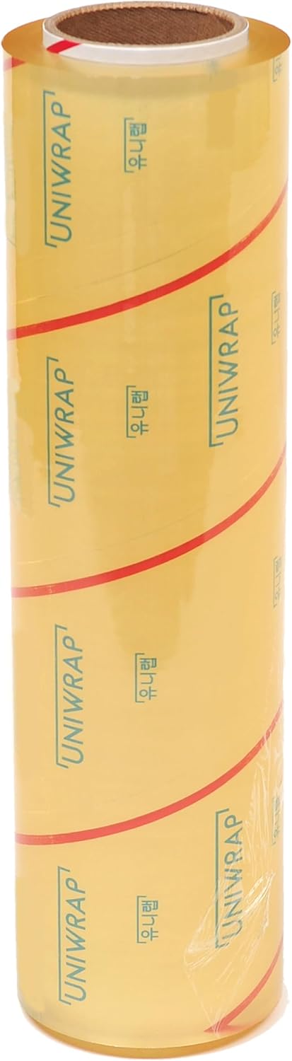 VisionTechShop Uniwrap 1 roll of Food wrapping Plastic Cling Meat Film for Manual & Automatic Overwrap, 13 micron, 18" x 3379', MADE IN KOREA