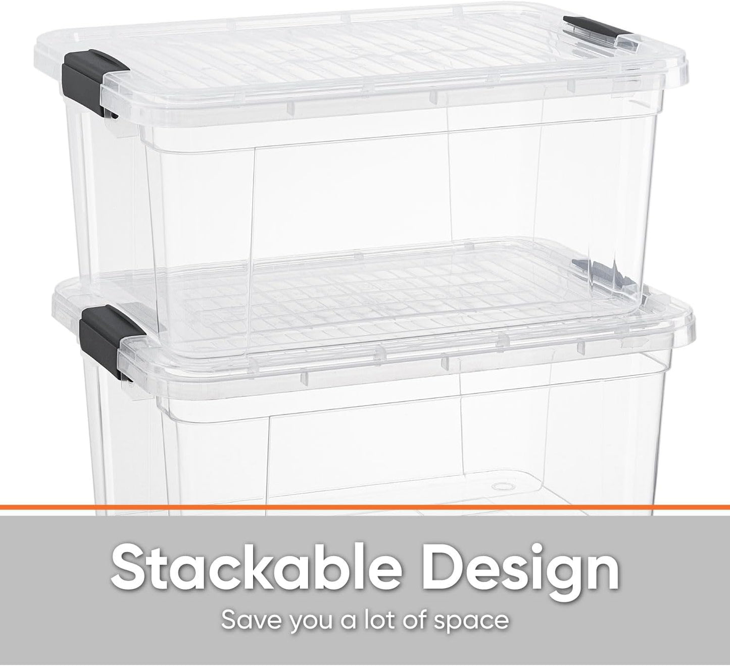 Superio Storage Bins with Lids- 4 Pack, 21 Qt Clear Boxes for Organizing, Stackable Plastic Containers- BPA Free, Non-Toxic, Odor Free, Organizer for Home, Office, Dorm