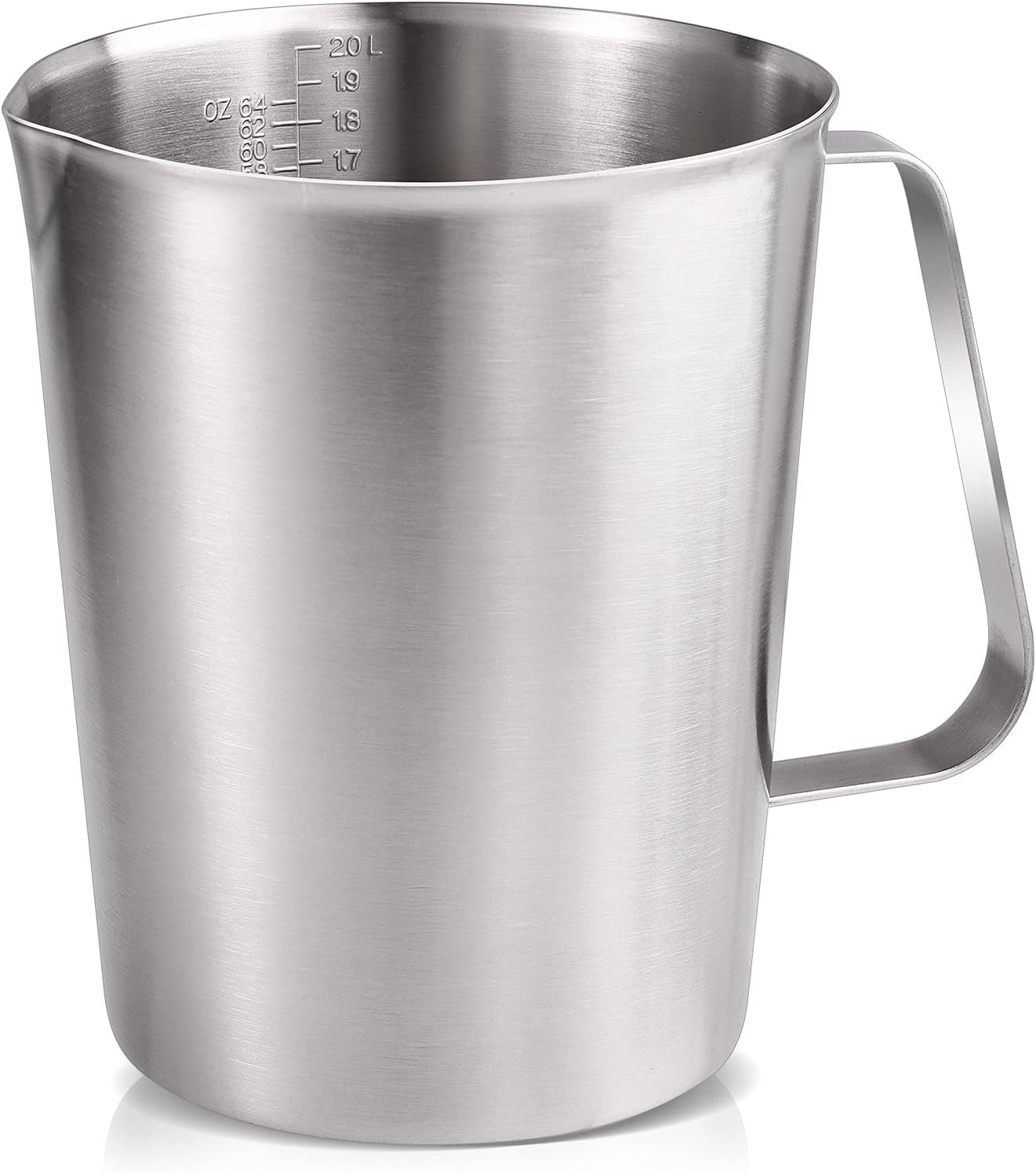 Stainless Measuring Cup (2000ML), KSENDALO 8 Cup Stainless Measuring Cup, Stainless Pitcher with Marking with Handle, 64 Ounces (2.0 Liter)
