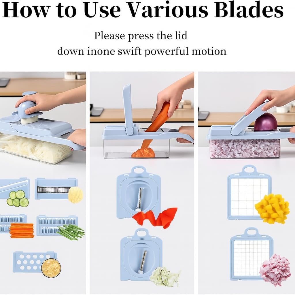 16-in-1 Vegetable Chopper, Mandoline Slicer and Food Processor - Kitchen Essentials for Effortless Food Prep - Includes Salad Spinner, Cheese Grater, Onion Chopper, French Fry Cutter, and More