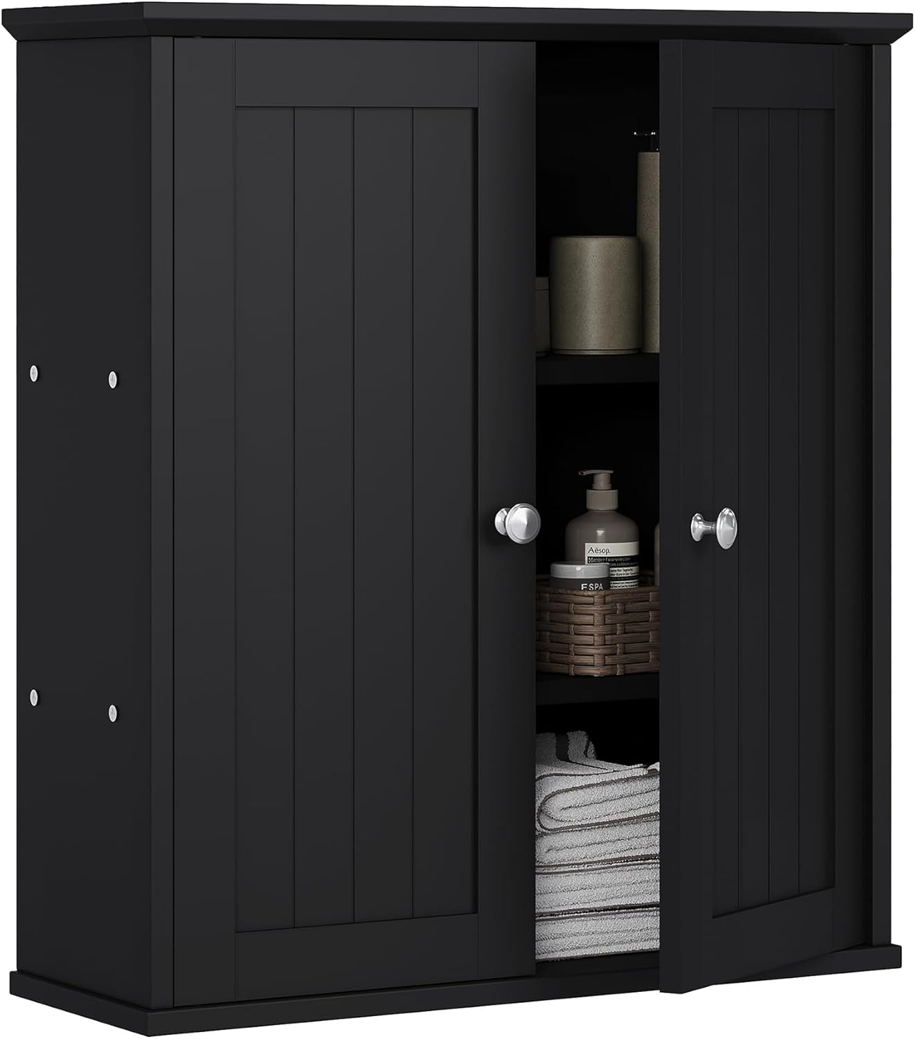 Meilocar Bathroom Wall Cabinet, Bathroom Cabinet Wall Mount, Over Toilet Space Saver Storage Cabinet, Wood Medicine Cabinets, Black