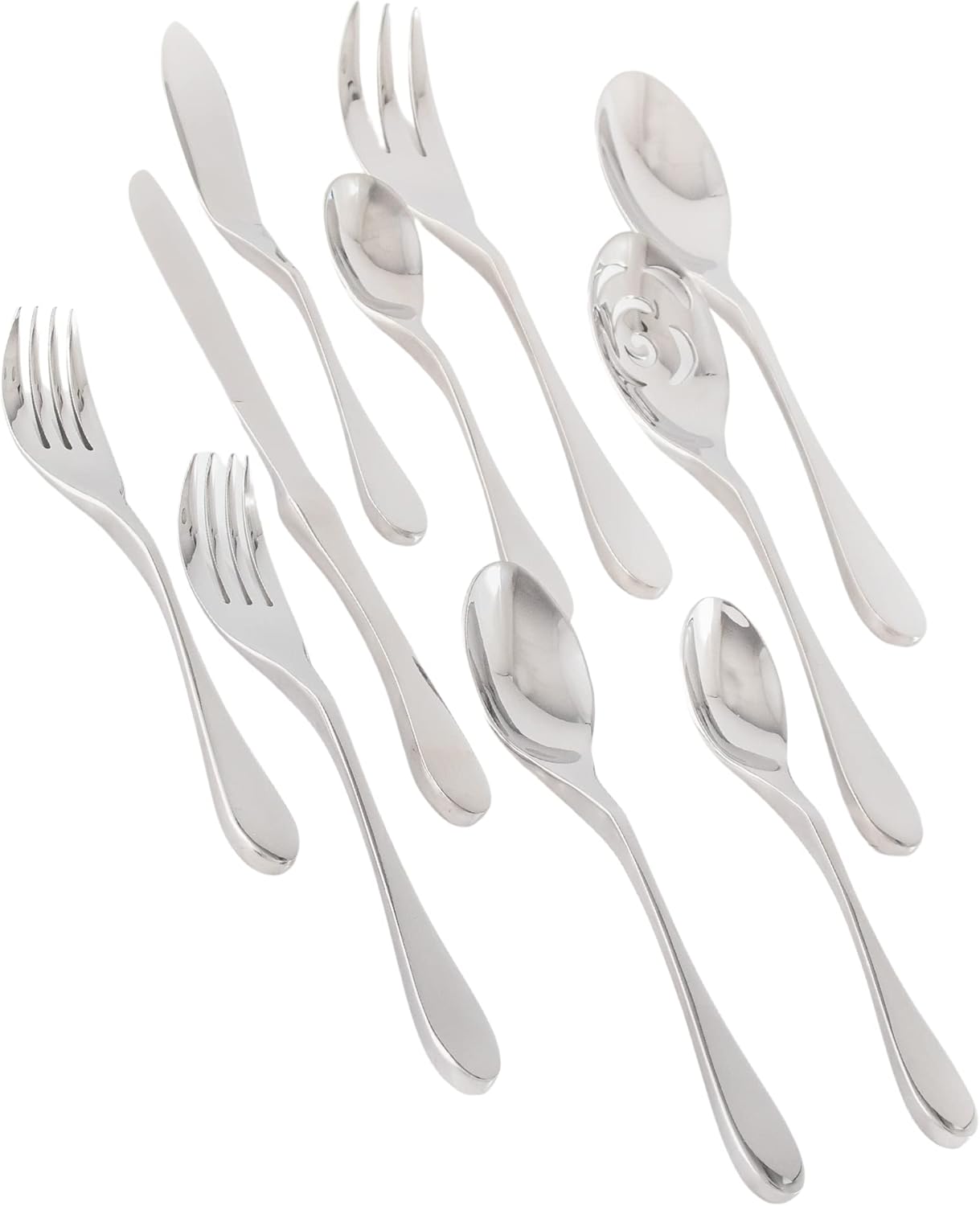 KNORK's Original Flatware Set - 45 Piece Glossy Silverware Set with Knork Forks - Durable and Stylish Knork Flatware Set for Everyday Use, Service for 8