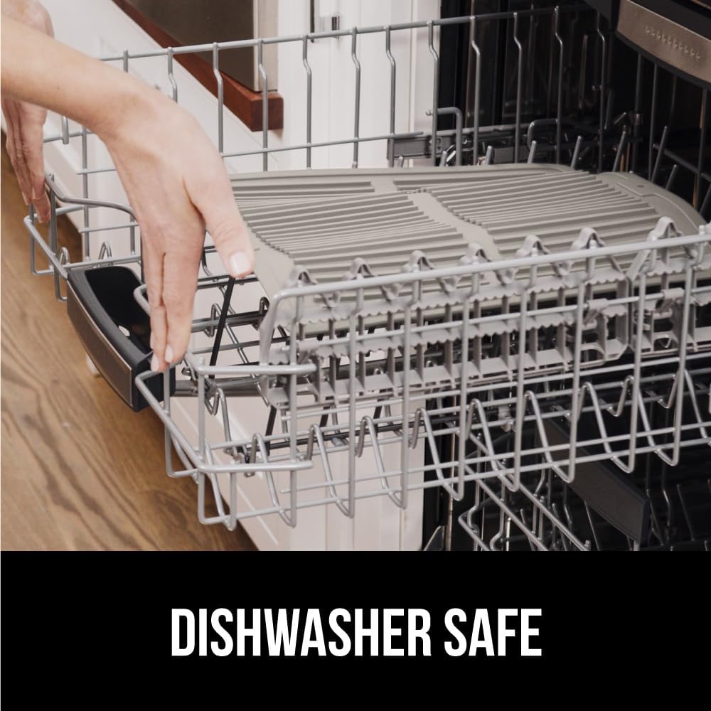 GORILLA GRIP 100% BPA-Free Patented Silicone Dish Drying Mat for Kitchen Counter, Water Catching Ribbed Design, Easy Clean Waterproof Sink Liner, Heat Resistant, Fits Under Rack, 16x12 Inch, Almond