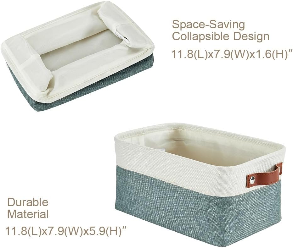 DECOMOMO Small Storage Basket, Closet Storage Bins, Baskets for Organizing Shelves (Teal & White, Small - 6 Pack)