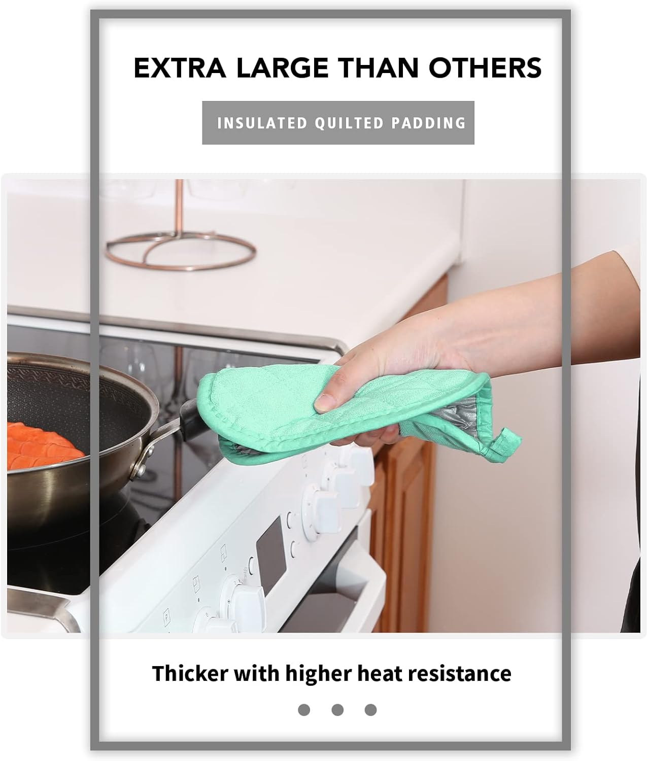 Joyhalo 4 Pack Pot Holders for Kitchen,Cotton Oven Holder with Great Heat Resistance,Non Slip Hot Pads for Kitchen Clearance, Aqua