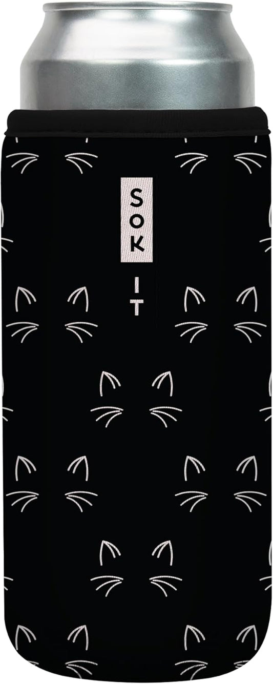 Sok It CanSok Sleeve for Beer & Soda Insulated Neoprene Cover (Mystical Meows, 25oz Can Sleeve)