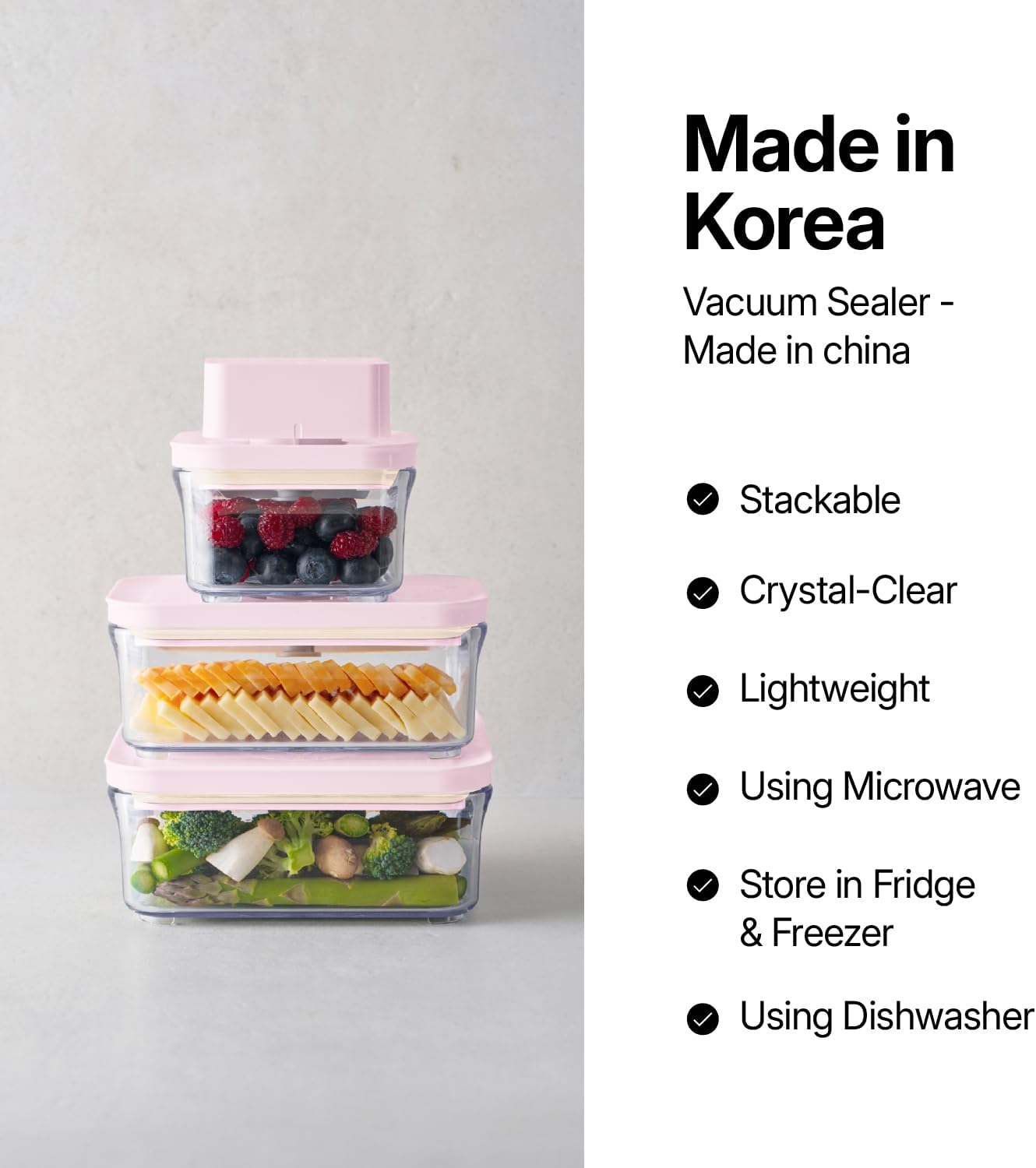 Premium Airtight Food Storage Containers ROSE Pink Lid, 1.0L(1.06qt) x2pcs Container. Patented Double Silicone Lining, 100% Leak Proof, BPA-FREE