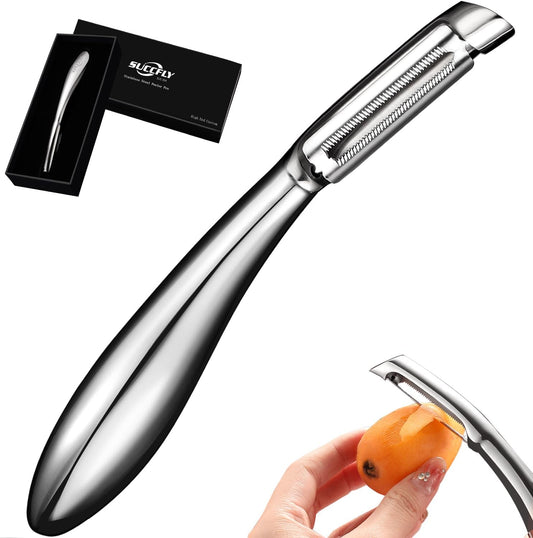 Potato Peeler Stainless Steel, Premium Vegetable Peelers for Kitchen, Fruit & Veggie Peeler, Carrot Cucumber Apple Peeler，Ultra Sharp Serrated Blade，Ergonomic Non-Slip Handle (5-year warranty)