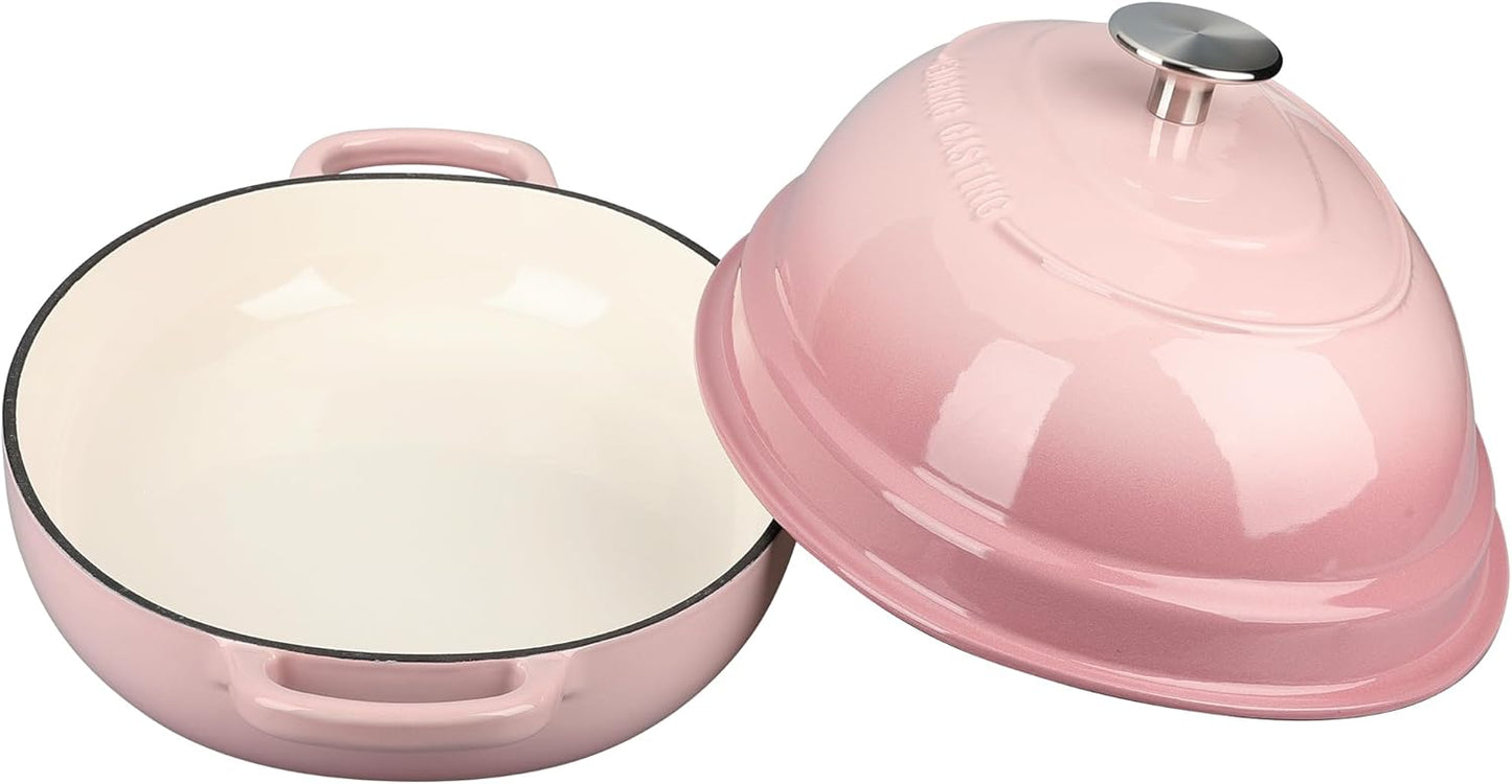 Enameled Oval Cast Iron Dutch Oven Pot with Lid, Bread Dutch Oven for Sourdough Bread Baking, 6QT, Pink