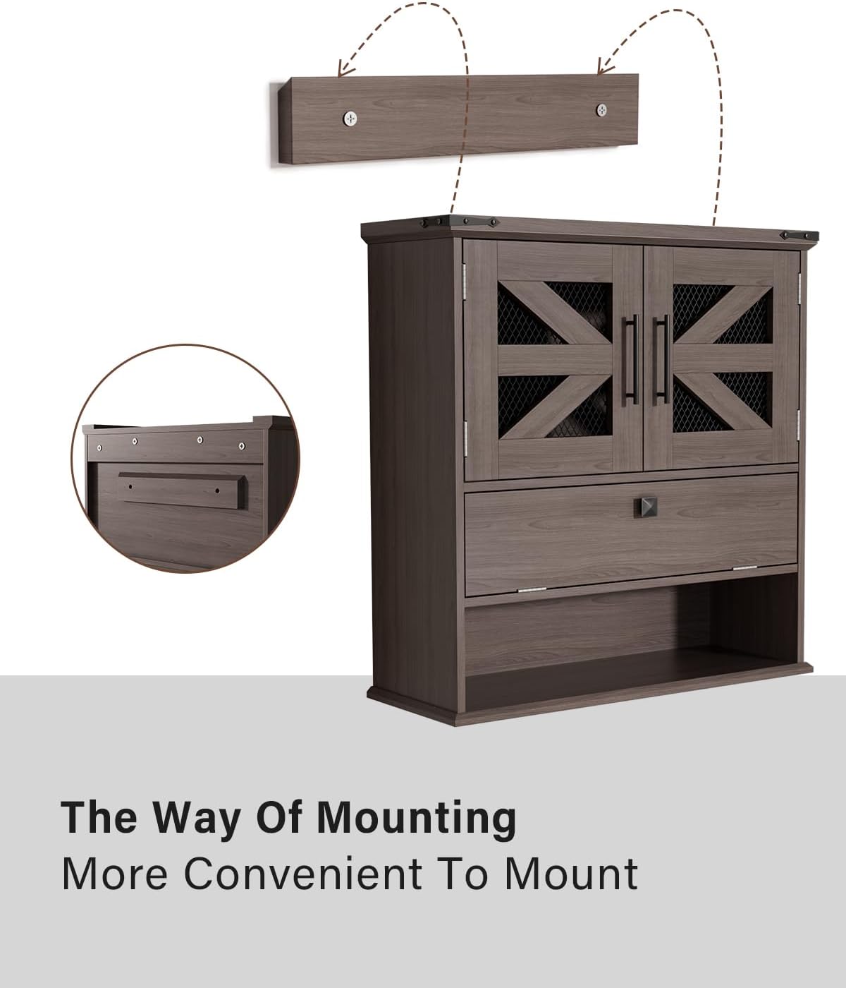 Bathroom Wall Cabinet with 2 Door Adjustable Shelves, Over The Toilet Storage Wall Mounted Medicine Cabinets for Bathroom Laundry Room