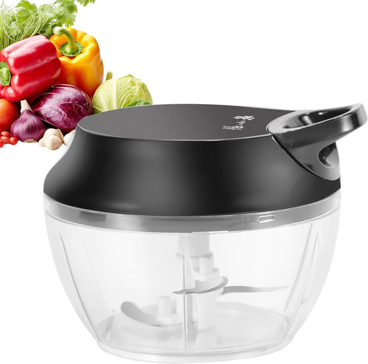 ZHANG XIAO QUAN SINCE 1628 Manual Vegetable Chopper, Hand Pull String Vegetable Garlic Mincer Onion Cutter for Veggie, Peppers, Tomatoes, Ginger, Fruits, Nuts, 2.2 Cup(550ml) Small Food Chopper