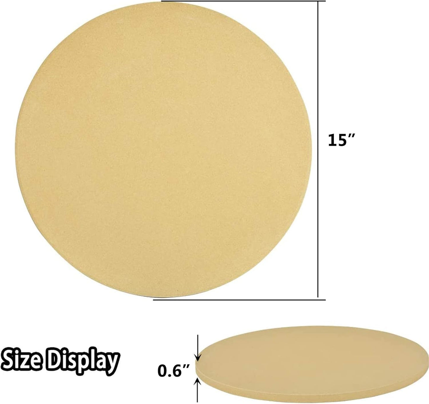 Onlyfire Heavy Duty Ceramic Pizza Grilling Stone, 15" Round Baking Stone for Best Crispy Crust Pizza, Perfect for Oven, BBQ and Grill, Thermal Shock Resistant
