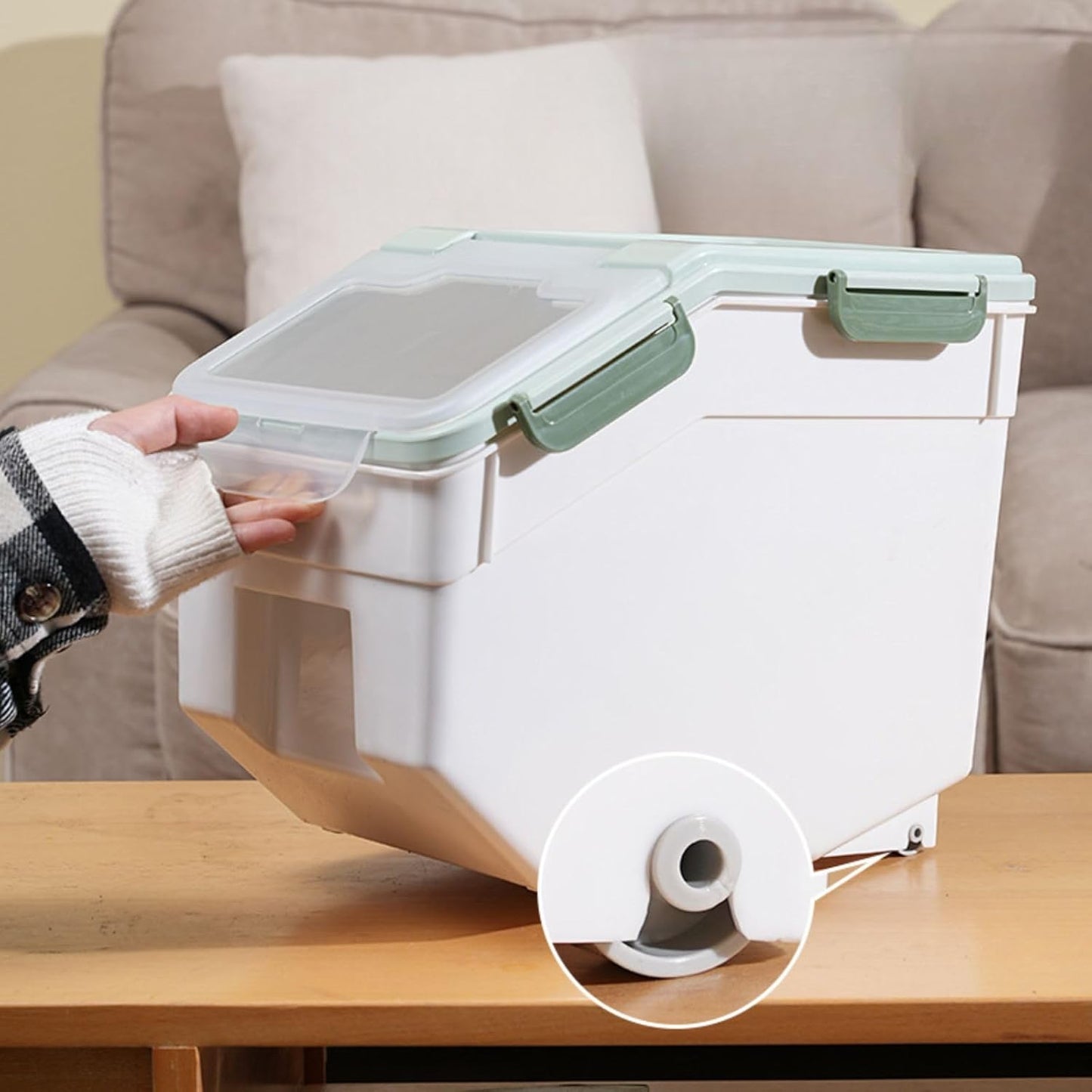 Airtight Flour Storage Container Bin 50lbs (2 Pack) - BPA Free Rice & Food Dispenser with Locking Lid, Measuring Cup & Scoop - Kitchen Pantry Organizer for Cereal, Grain, Pet Food (Blue)