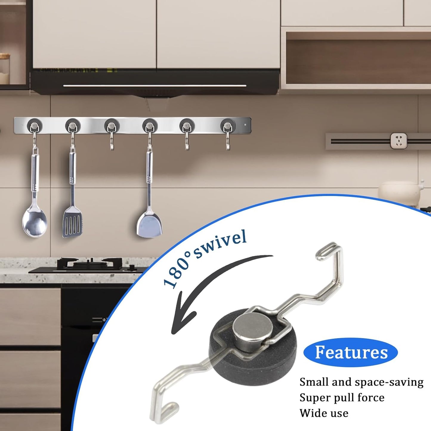 Magnetic Hooks for Outdoor Grill,Essential for Cruise Ship Cabins & Refrigerator,2 Pack Strong Rubber Coated Fridge Hooks, Scratchproof & Waterproof, Holds Keys, Towels, Crafts (Silver)