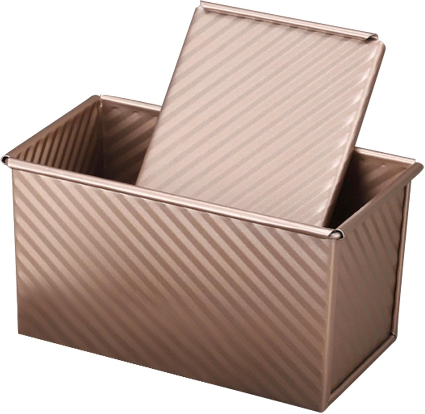 Small Pullman Loaf Pan with Lid, 0.5 lb Dough Capacity, Mini Bakeware Carbon Steel Toast Mold for Baking Bread