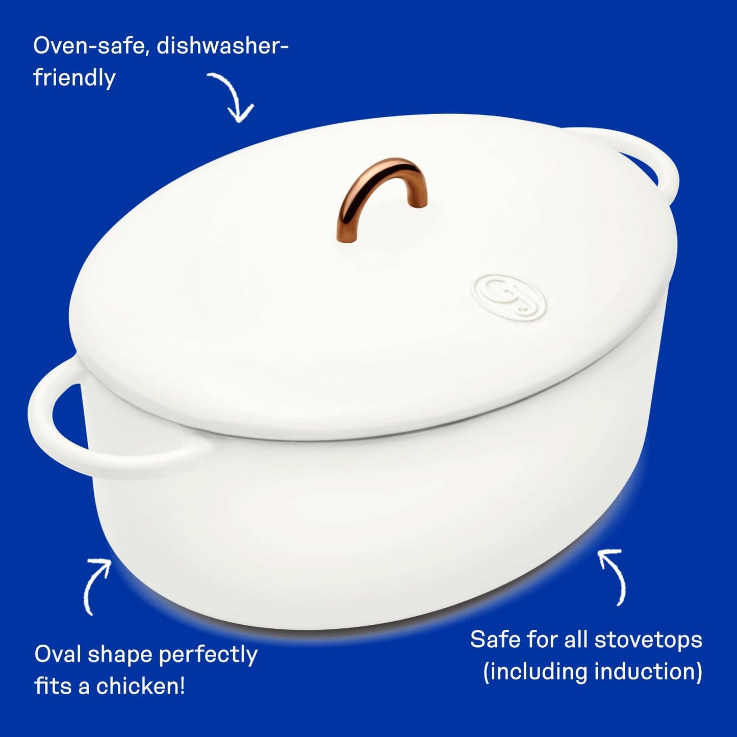 Great Jones Dutchess Cast Iron Dutch Oven Pot With Lid (Salt) - Large 6.75 Quart Size, Dual Handles - All Stovetop Safe - 500° Dutch Oven For Bread Baking | Dishwasher Friendly