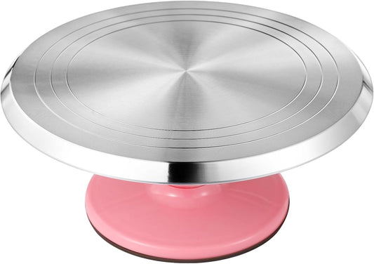 OMISTAR Aluminium Alloy Revolving Cake Stand, 12 in Cake Decorating Turntable, Non-Slip Rotating Platform, Smooth 360° Rotations for Cake Decorating and Baking Parties