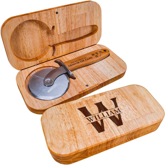 Pizza Cutter Wheel with Sharp Blade - Christian Gifts for Men, Women, Religious Gift for Husband, Birthday & Christmas Present (Armor Of God)