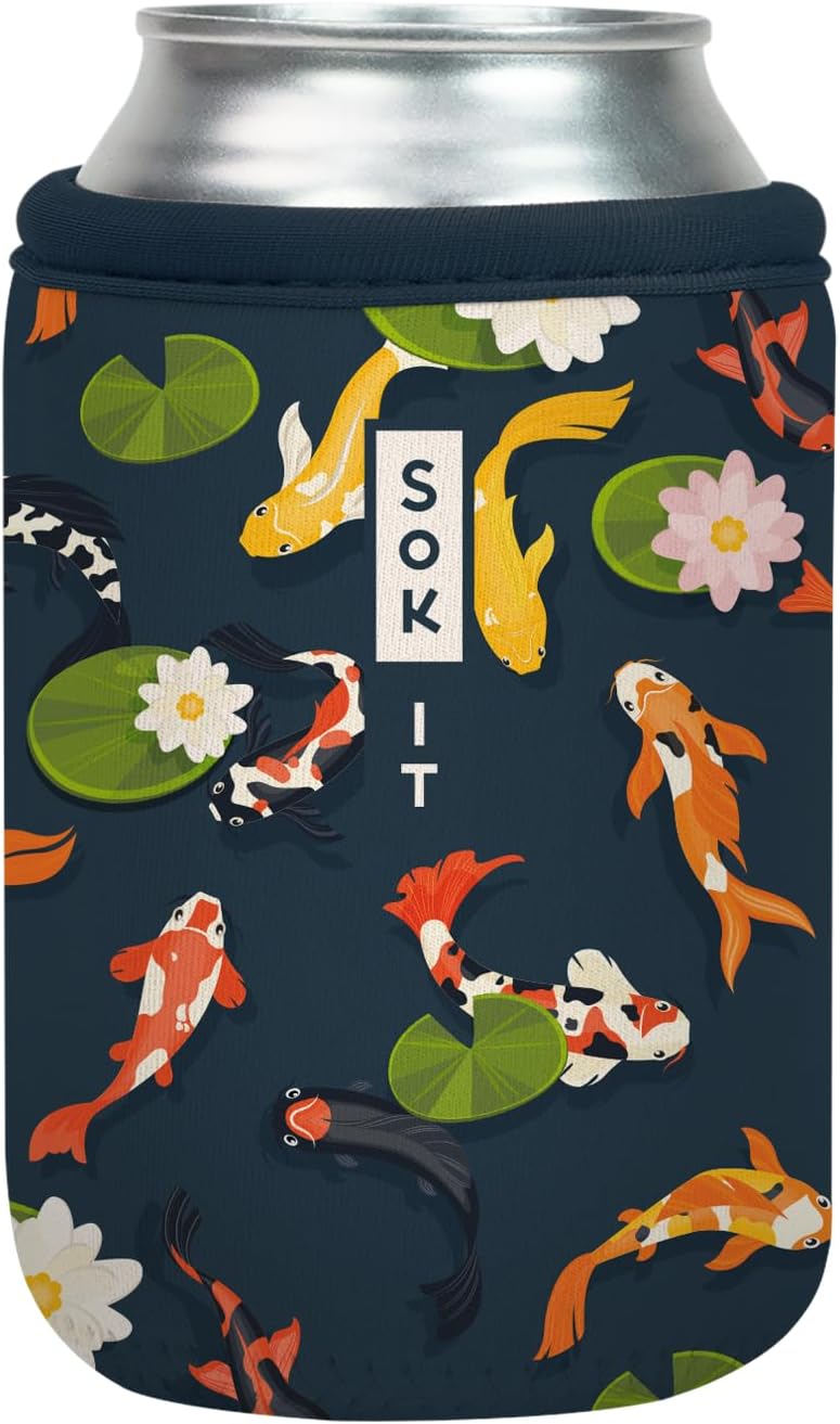Sok It CanSok Sleeve for Beer & Soda Insulated Neoprene Cover (Koi Garden, 12oz Can Sleeve)