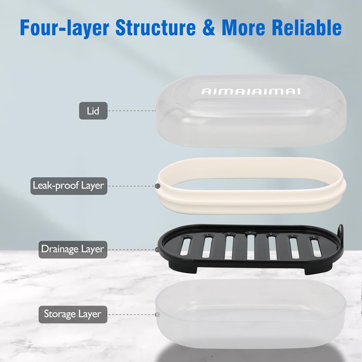 Soap Box, Travel Soap Container, Bar Soap Case with Removable Draining Layer - Clear Style A